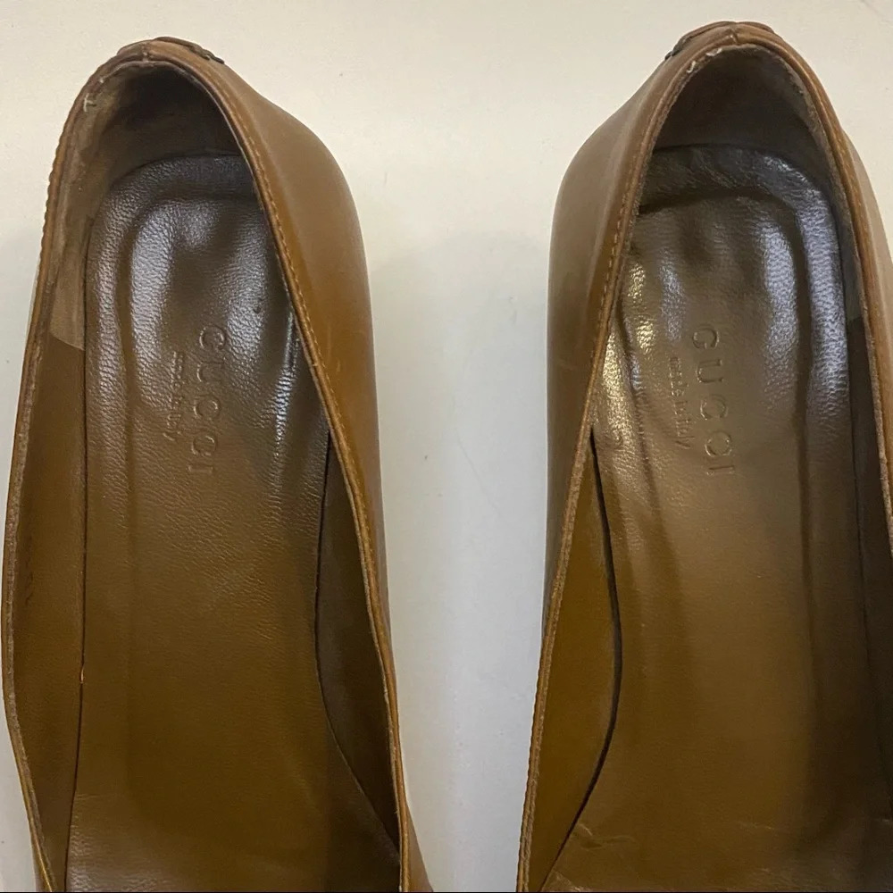 Gucci Brown leather Square Toe Low Heels - Picture 10 of 16